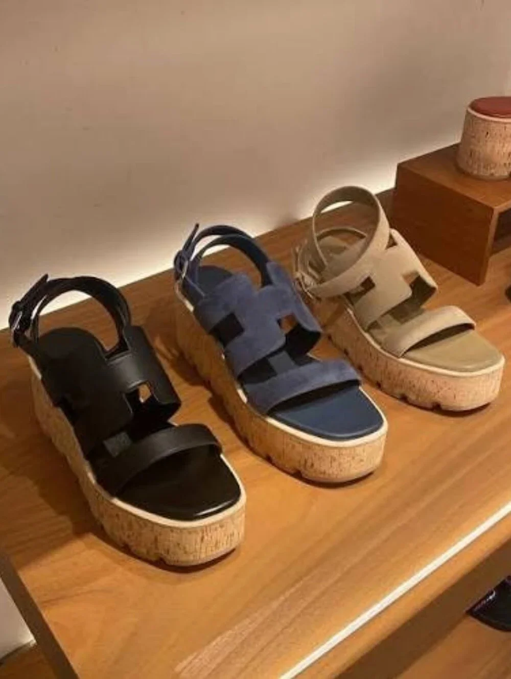 Hermès Havane 30 Cork Platform Sandals – Bleu Céleste Suede – Size 38 NIB